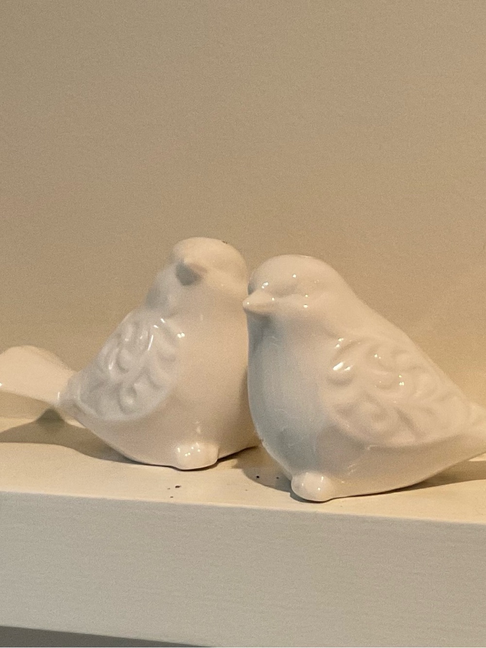 Pier 1 White Ceramic Bird Salt and Pepper Shakers